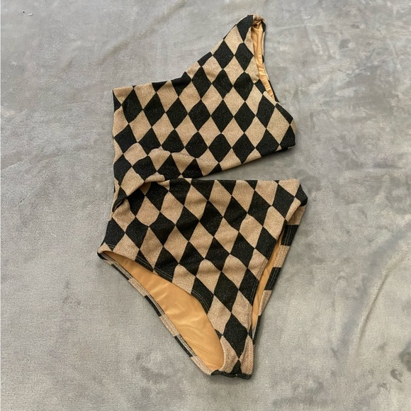 New! BEACH RIOT Celine One-Piece harlequin diamond pattern 24158 - Picture 6 of 10